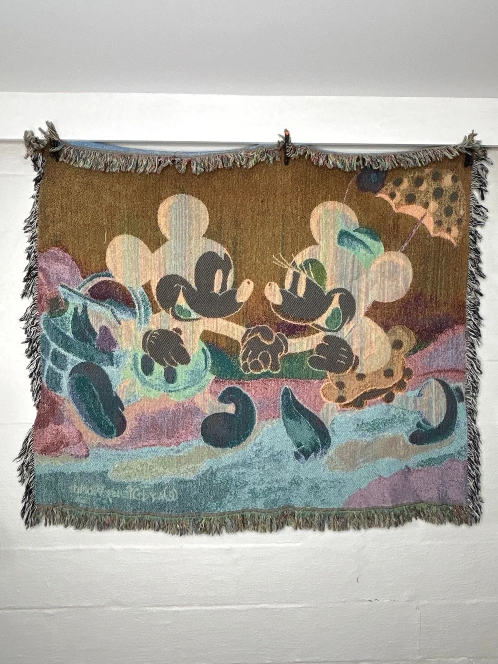 Mickey & Minnie Mouse Throw Blanket 50x62 Afghan Tapestry Walt Disney World